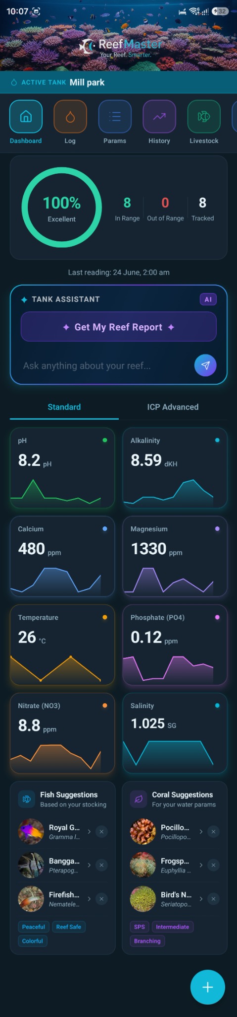 ReefMaster dashboard